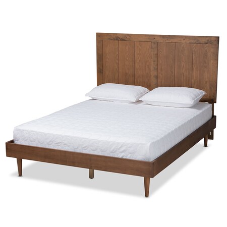 Baxton Studio Nicola Mid-Century Modern Transitional Ash Walnut Finished Wood King Size Platform Bed 180-11157-9816-Zoro